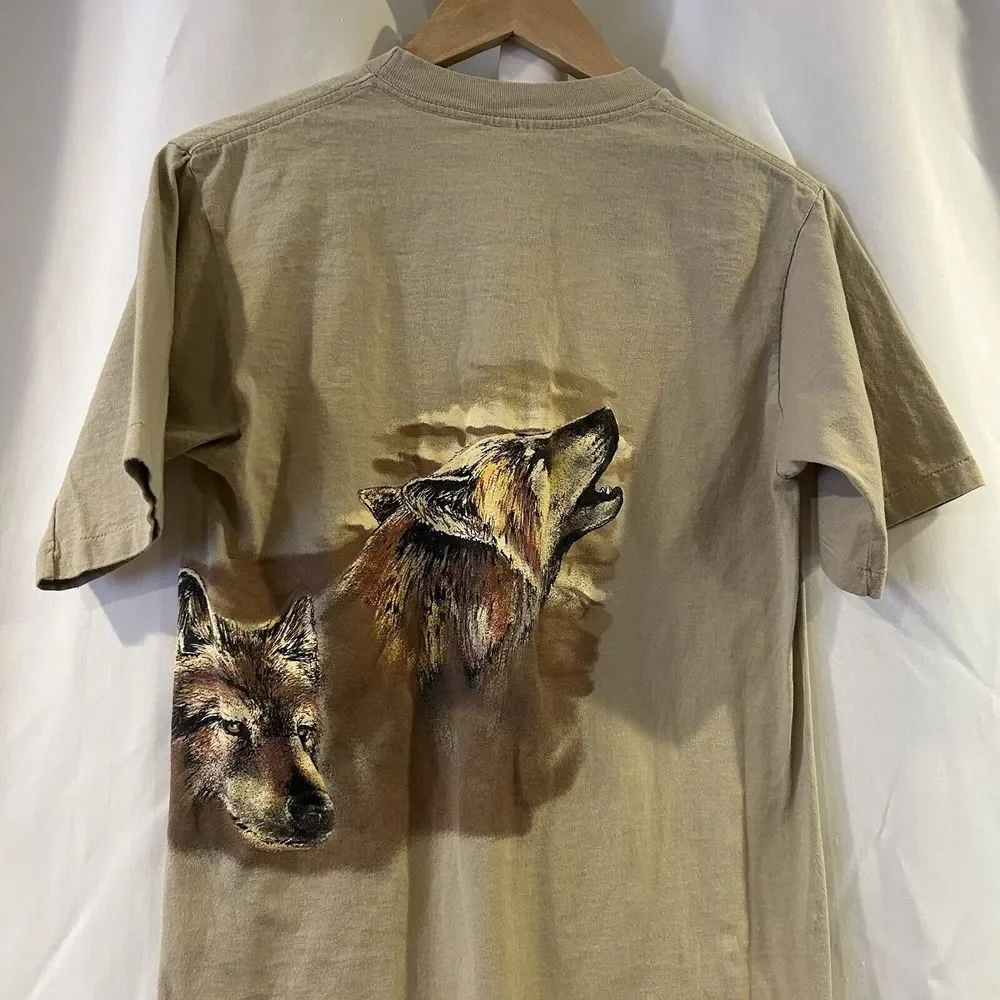 Vintage Wolf Nature AOP Habitat Single Stitch‎ T-shirt 1995